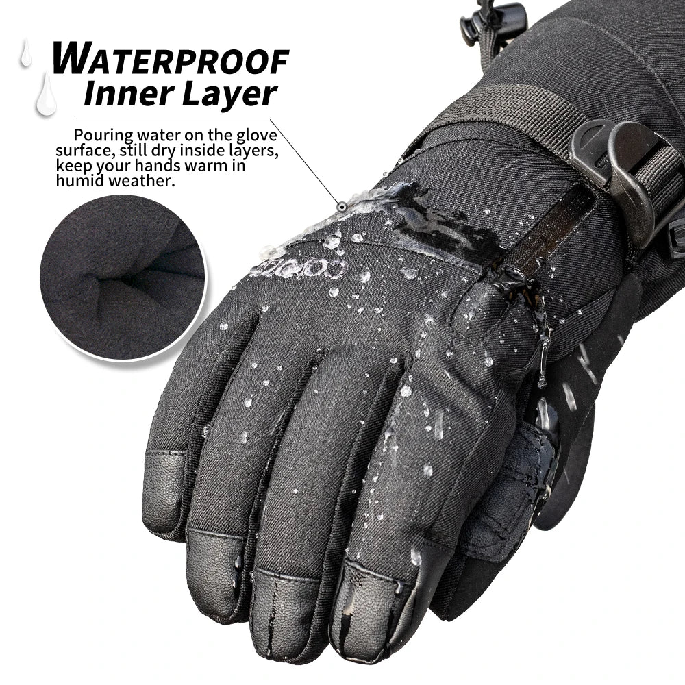 COPOZZ Waterproof Ski Gloves – Warm, Touchscreen Snowboard & Motorcycle Gloves for Men & Women
