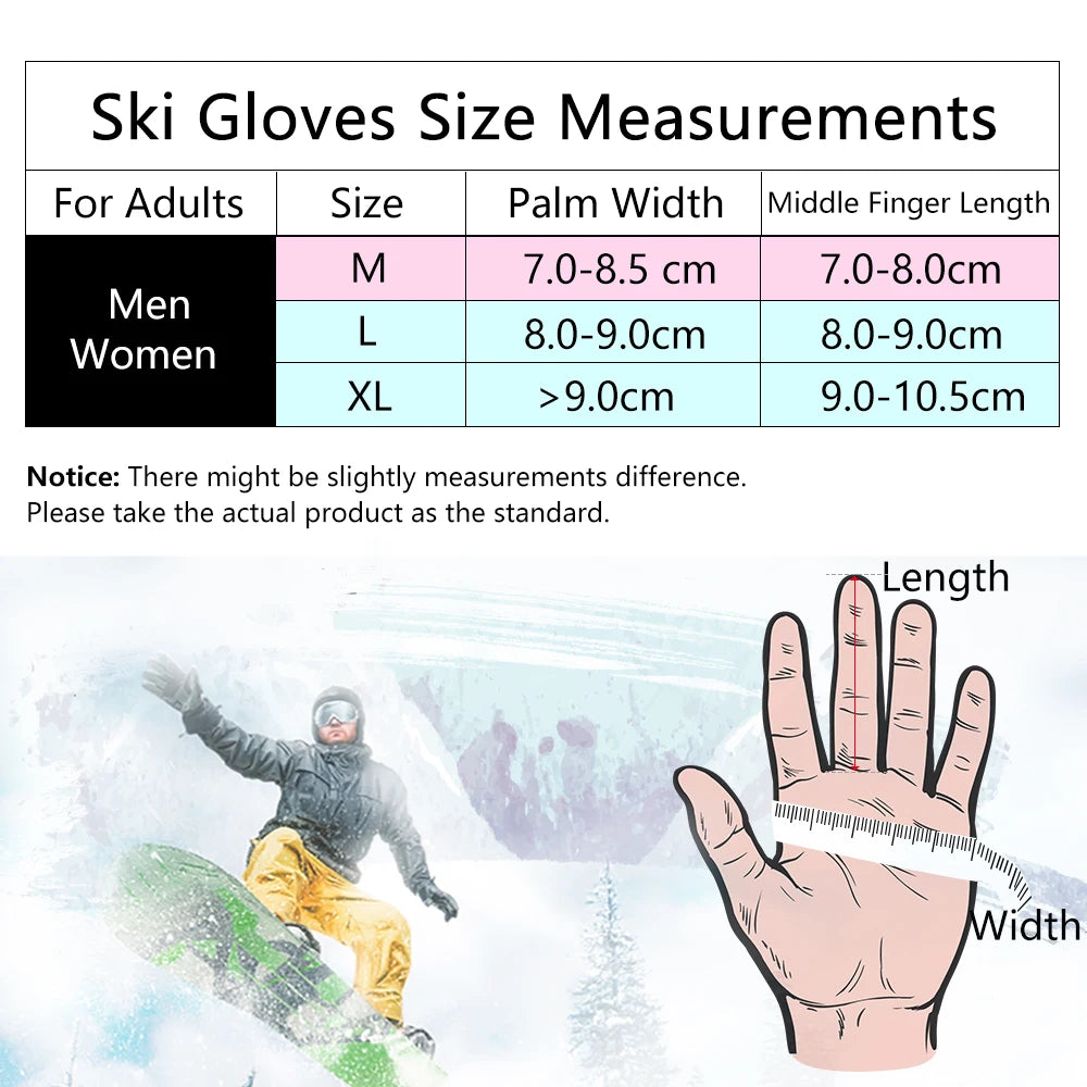 COPOZZ Waterproof Ski Gloves – Warm, Touchscreen Snowboard & Motorcycle Gloves for Men & Women