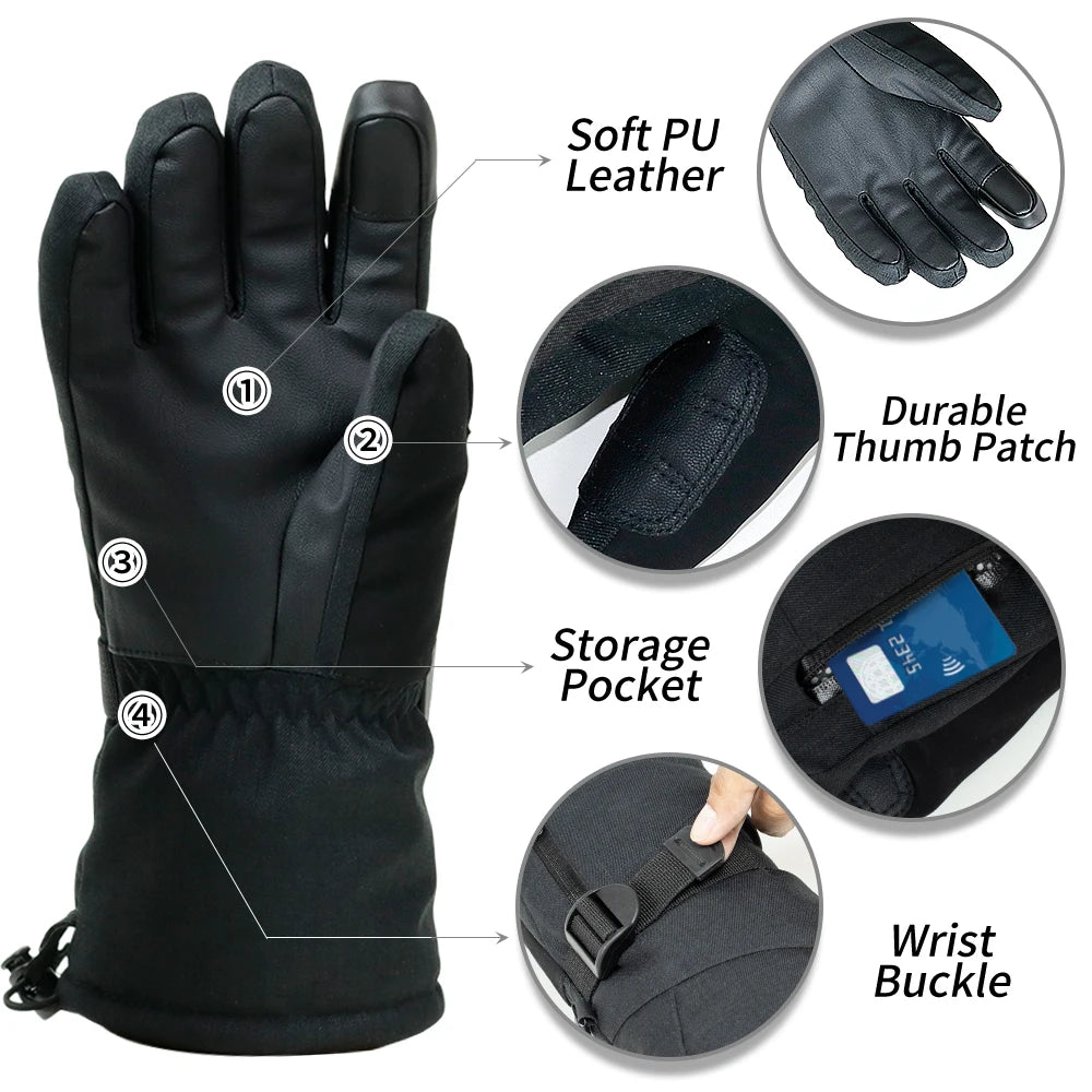 COPOZZ Waterproof Ski Gloves – Warm, Touchscreen Snowboard & Motorcycle Gloves for Men & Women