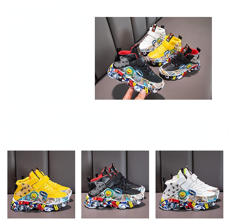 Children's Cartoon Graffiti Sports Sneakers (Sizes 26-36)