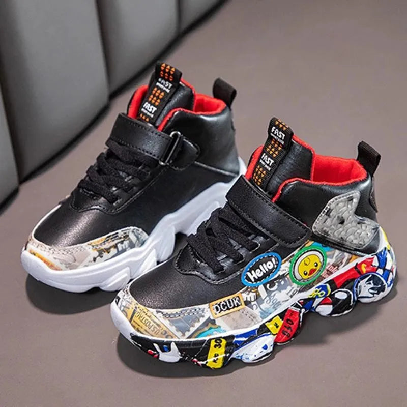 Children's Cartoon Graffiti Sports Sneakers (Sizes 26-36)