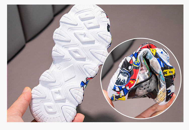 Children's Cartoon Graffiti Sports Sneakers (Sizes 26-36)