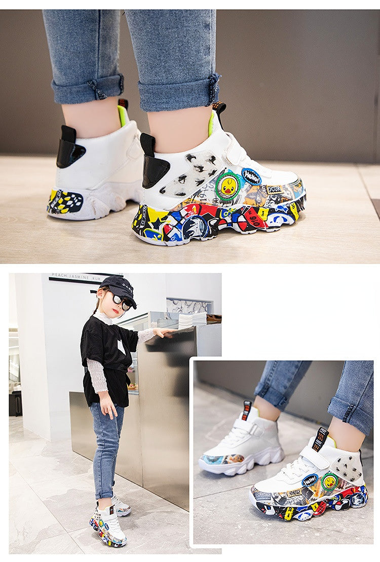 Children's Cartoon Graffiti Sports Sneakers (Sizes 26-36)