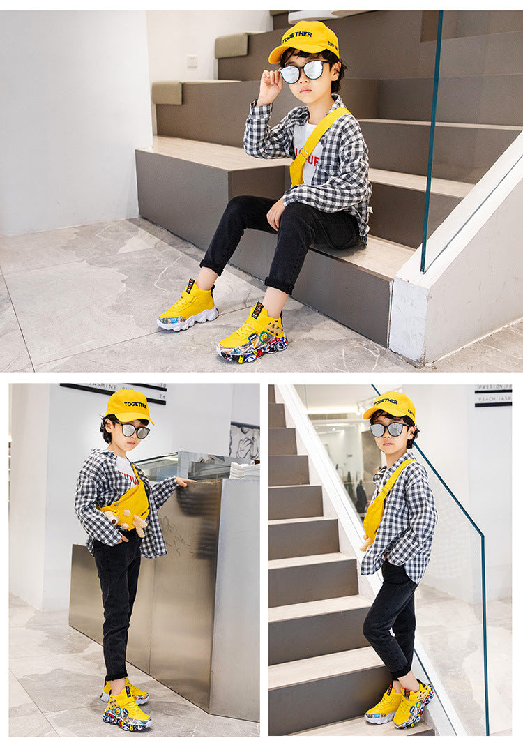Children's Cartoon Graffiti Sports Sneakers (Sizes 26-36)