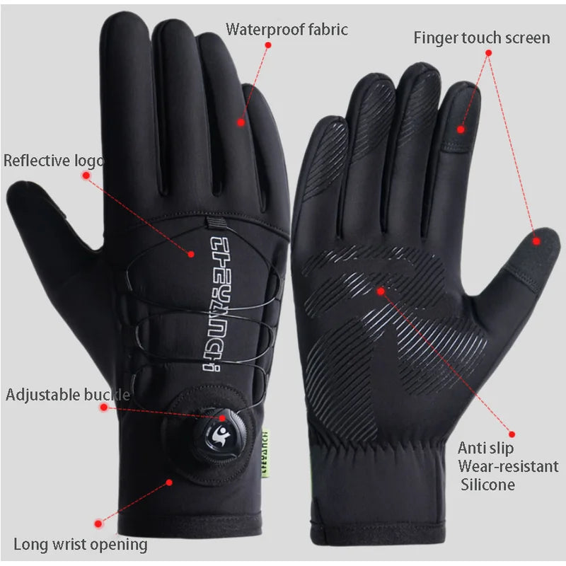 Winter Sports Cycling Gloves – Touchscreen, Non-Slip, Velvet-Lined Bike Gloves for Men