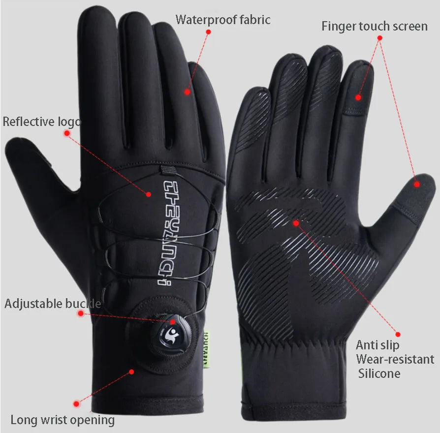 Winter Sports Cycling Gloves – Touchscreen, Non-Slip, Velvet-Lined Bike Gloves for Men