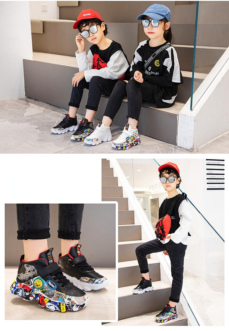 Children's Cartoon Graffiti Sports Sneakers (Sizes 26-36)