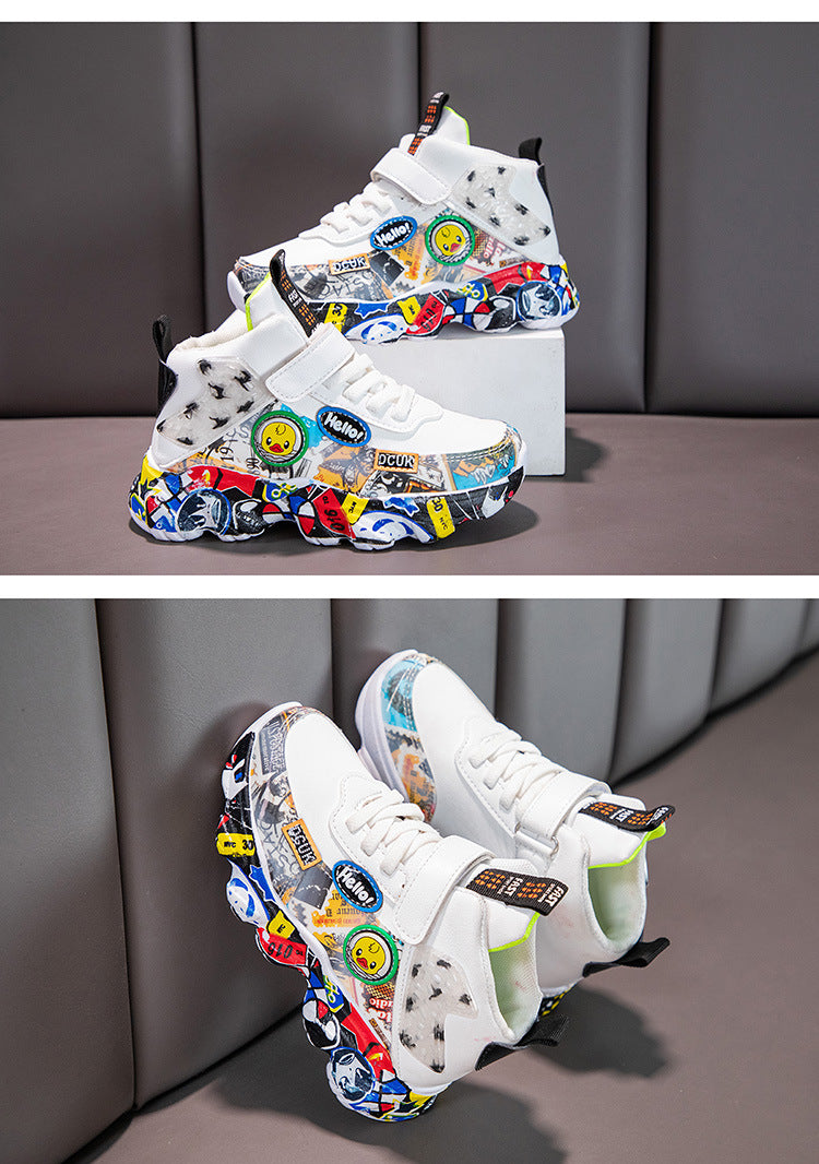 Children's Cartoon Graffiti Sports Sneakers (Sizes 26-36)
