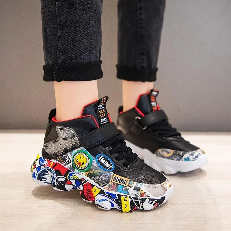 Children's Cartoon Graffiti Sports Sneakers (Sizes 26-36)