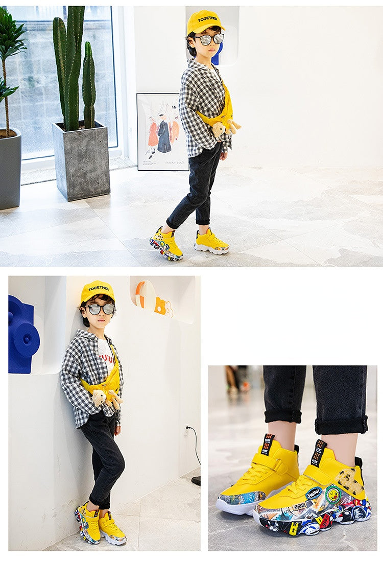 Children's Cartoon Graffiti Sports Sneakers (Sizes 26-36)