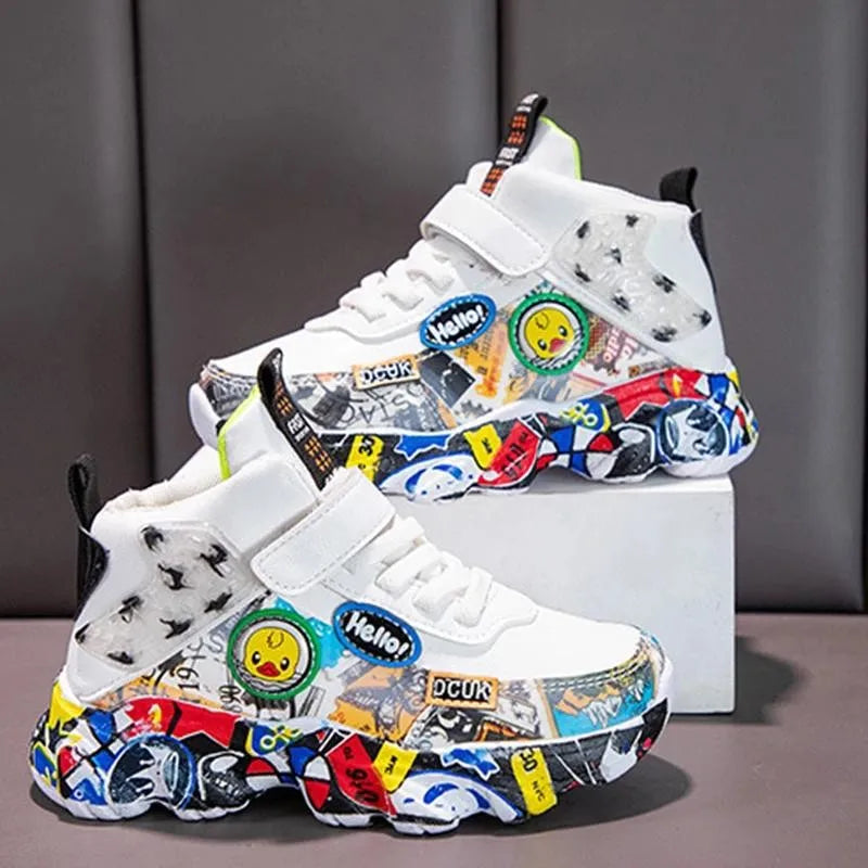 Children's Cartoon Graffiti Sports Sneakers (Sizes 26-36)