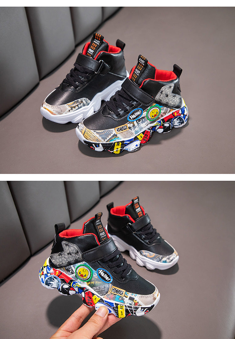 Children's Cartoon Graffiti Sports Sneakers (Sizes 26-36)