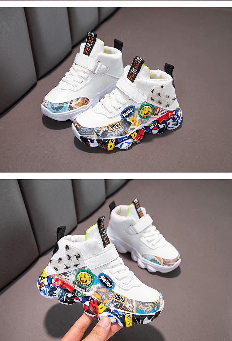 Children's Cartoon Graffiti Sports Sneakers (Sizes 26-36)