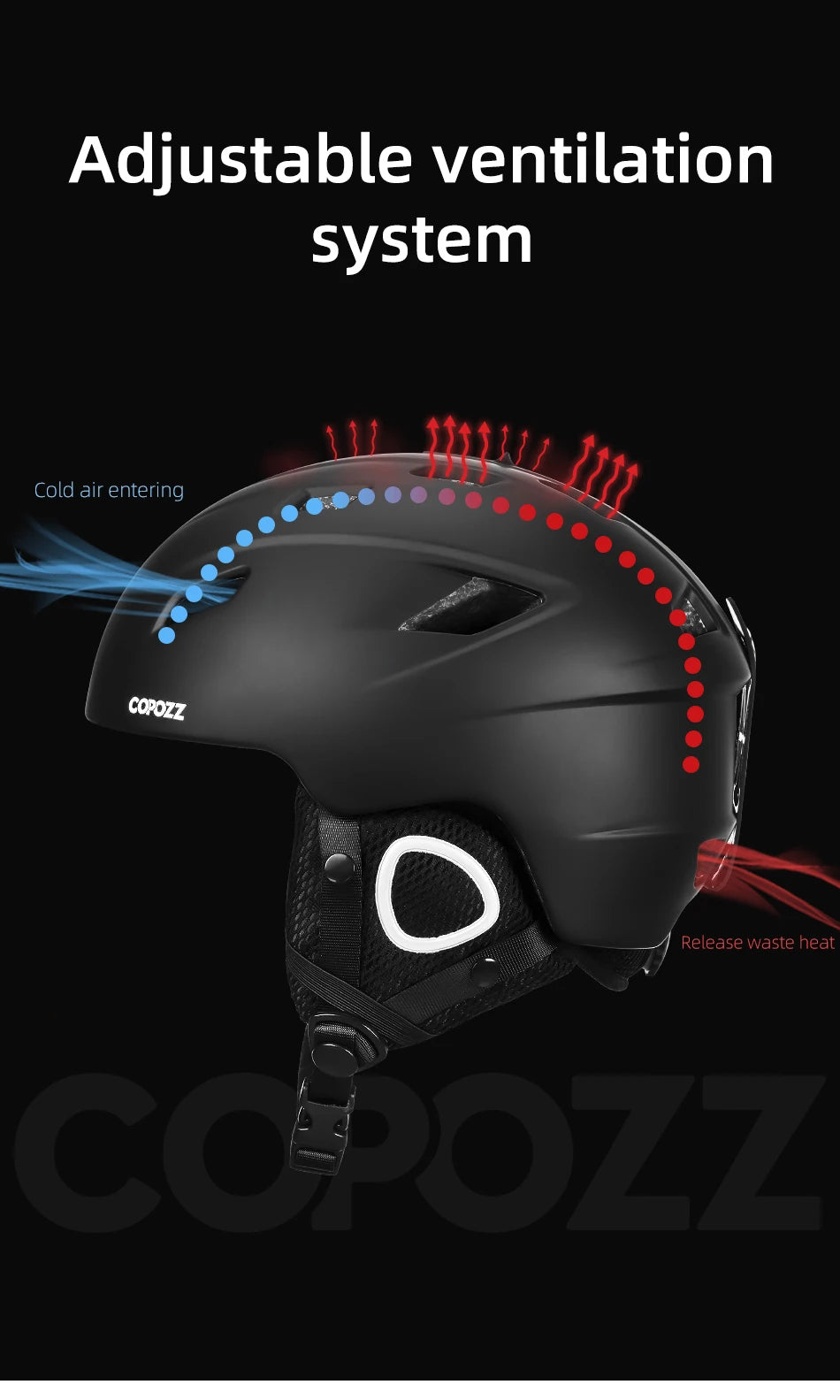 Copozz Men Women Ski Helmet - Half-Coverage Snowboard & Snowmobile Helmet