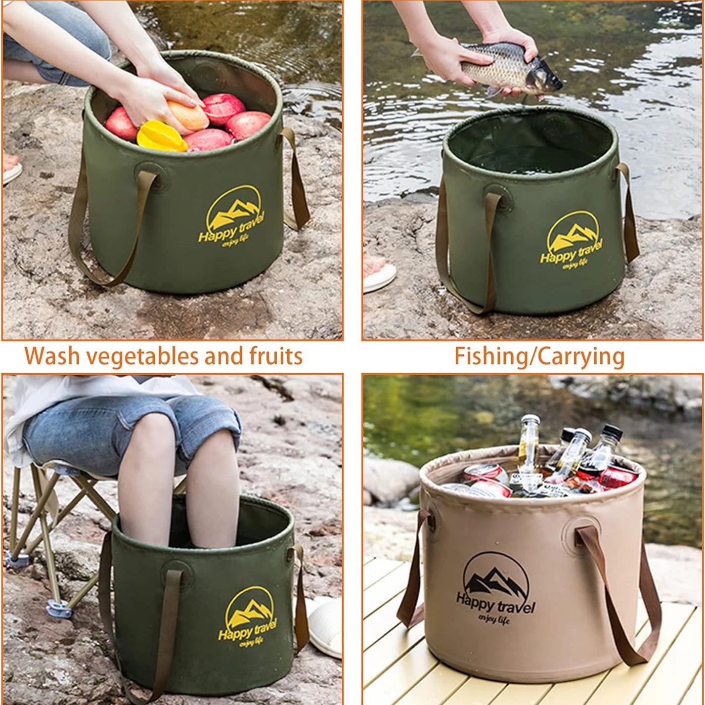 Folding Portable Bucket with Cover