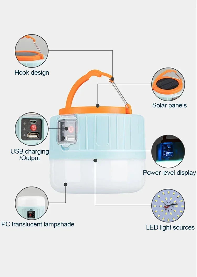 Solar Camping Light Power Bank LED Lantern with Remote Control