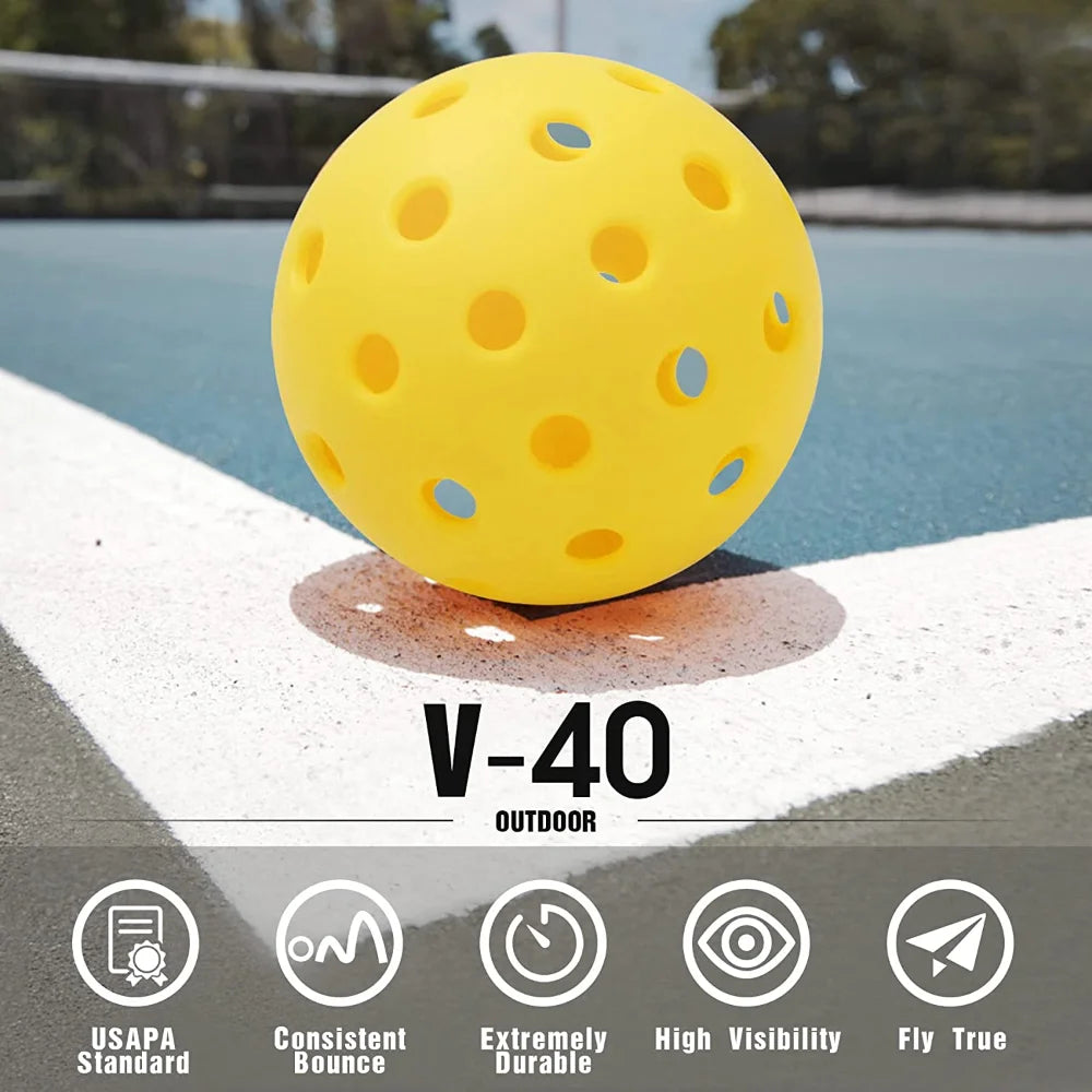 74MM Durable 40-Hole Outdoor Pickleballs (6/12/24 Pack)