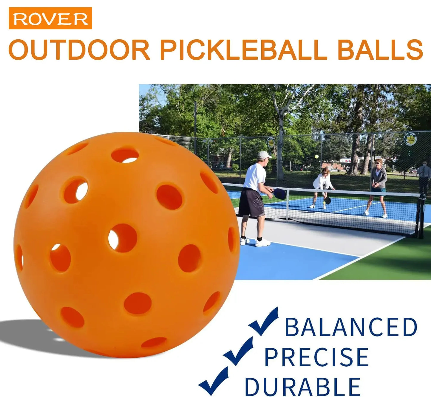 74MM Durable 40-Hole Outdoor Pickleballs (6/12/24 Pack)