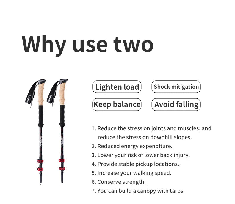 Naturehike Carbon Fiber Trekking Poles (2pcs)