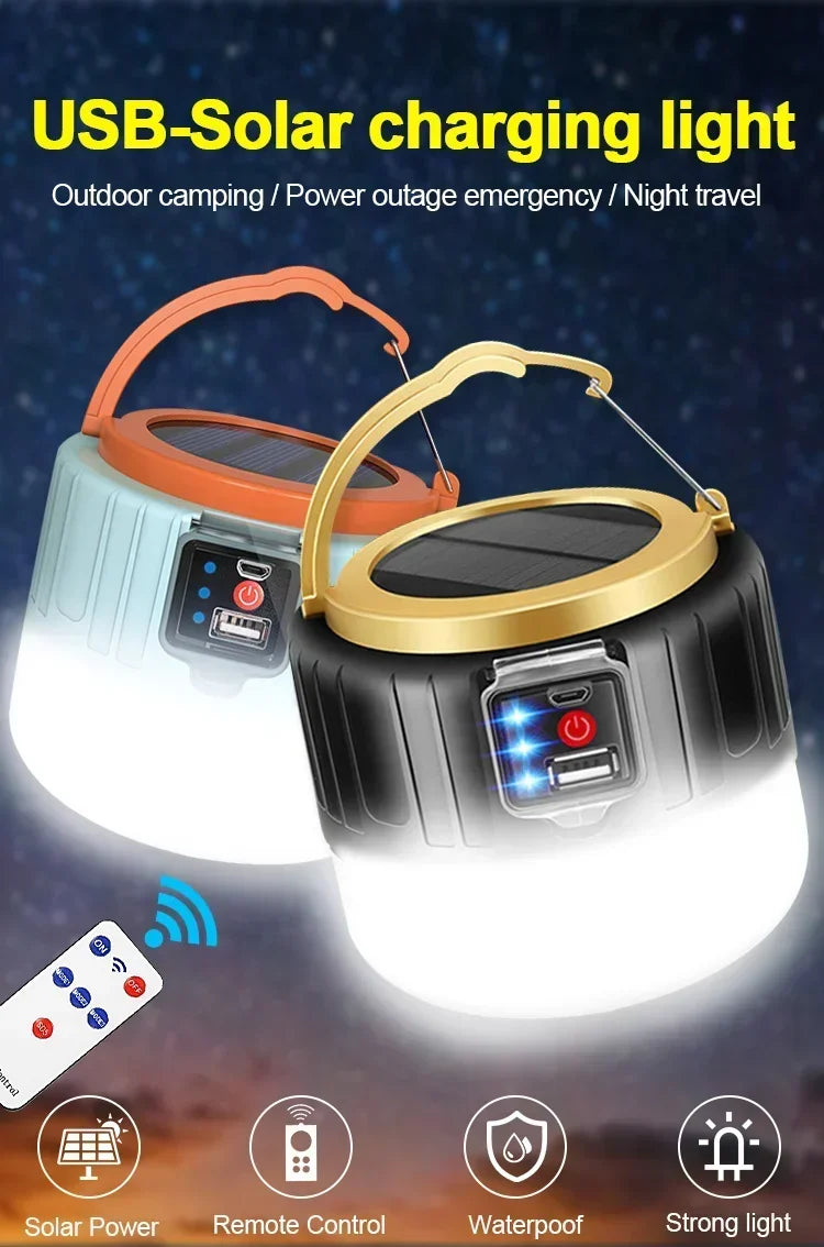 Solar Camping Light Power Bank LED Lantern with Remote Control