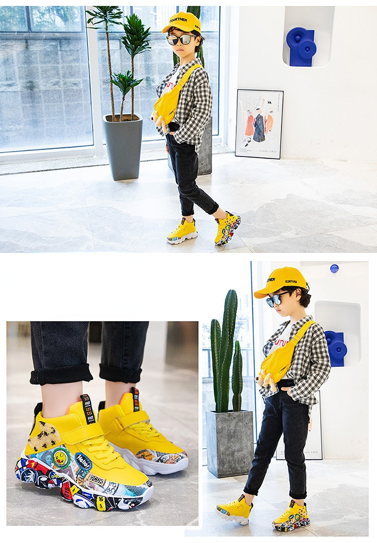 Children's Cartoon Graffiti Sports Sneakers (Sizes 26-36)
