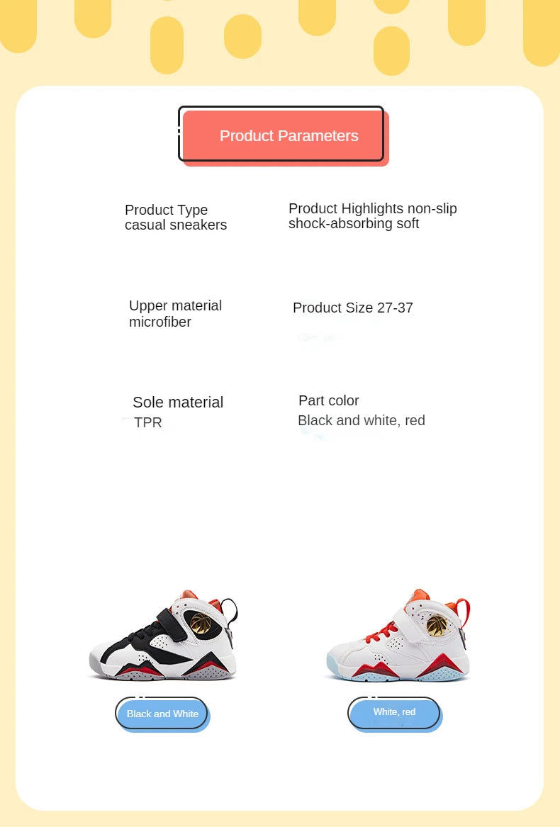 Children’s Basketball Shoes – Non-Slip Outdoor Sports Sneakers for Kids