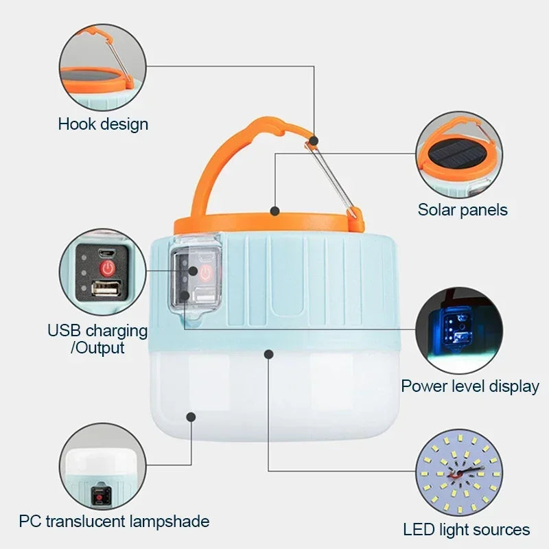 Solar Camping Light Power Bank LED Lantern with Remote Control